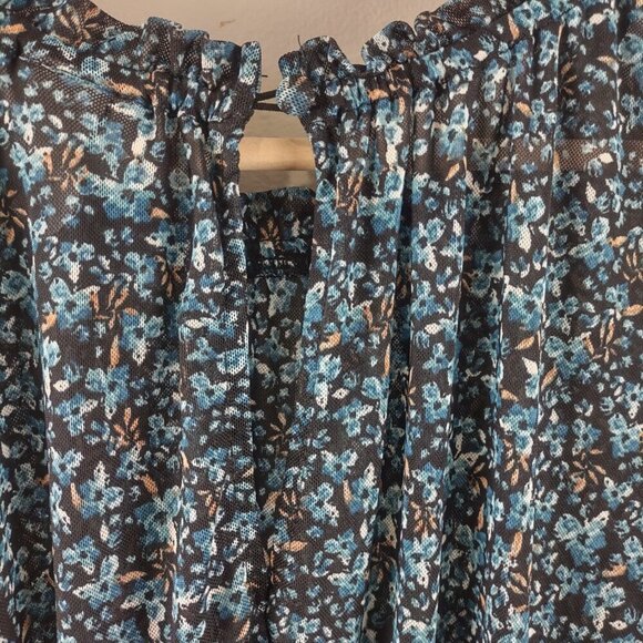 Ava & Viv Women's Blue Floral Print Dress Short Sleeve Size 1X - Picture 5 of 7